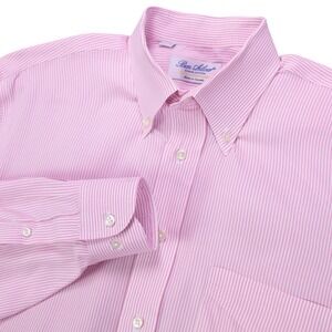 Ben Silver Shirt Men's 16.5-35 Pink White Striped Cotton Classic‎ Fit Made in CA